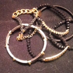 Bundle of 6 black n gold bracelets